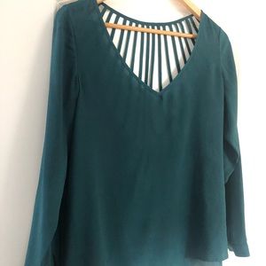 Emerald Green Long Sleeve Silky Top